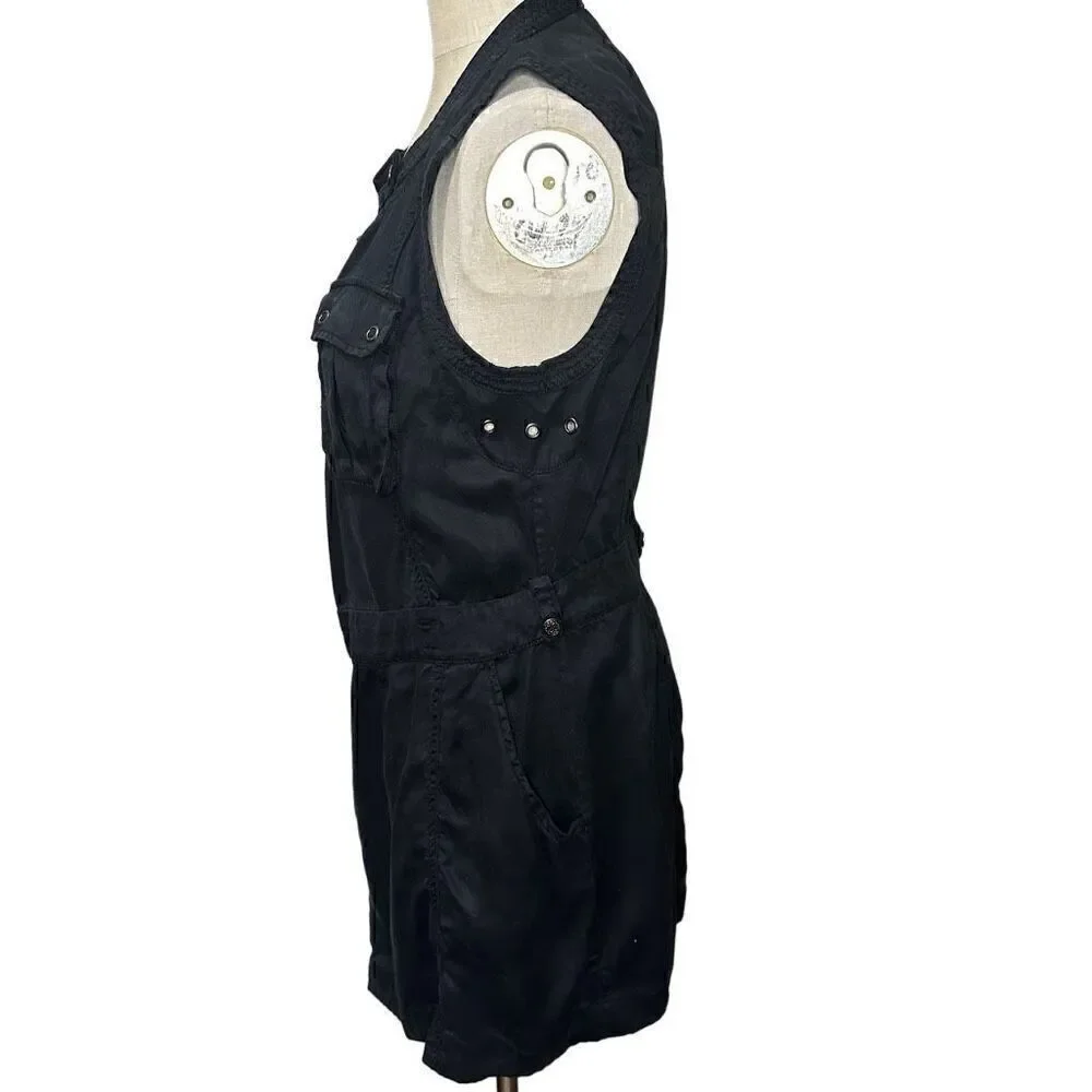 Free People Desert Daylight Mini Wrap Dress Black Utility Look no belt Size Smal